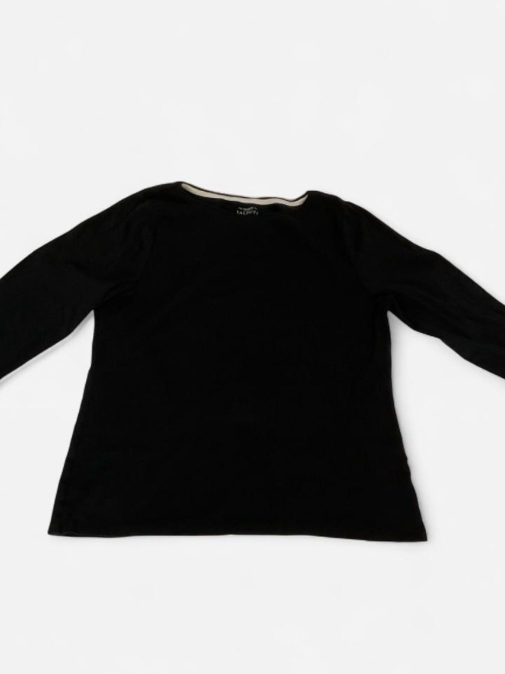 Talbots Black Scoop Neck 3/4 100% Cotton Sleeve Top